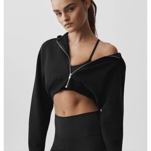 ALO Yoga Sweet Escape Black Hoodie with Logo Patch NWOT Small